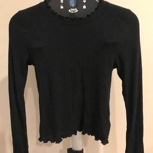Gorgeous Hollister Ribbed Long Sleeve Black Top